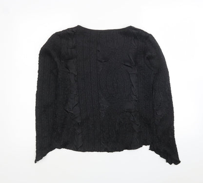 CMD Womens Black Polyester Jersey Blouse Size 16 Boat Neck - Textured