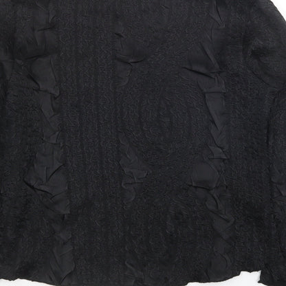 CMD Womens Black Polyester Jersey Blouse Size 16 Boat Neck - Textured