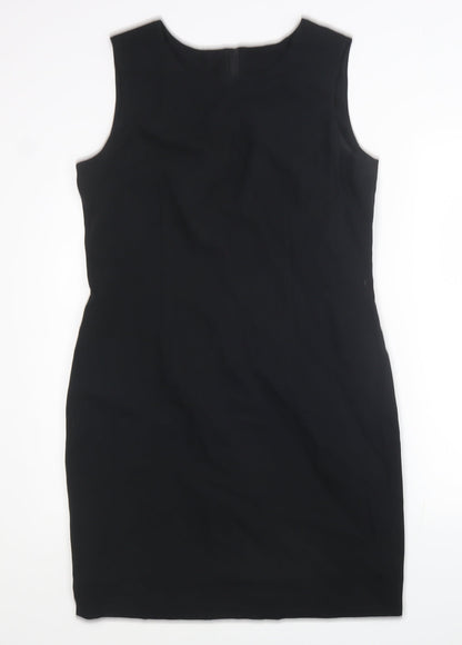 Emma Hamilton Womens Black Polyester Pencil Dress Size 14 Round Neck Zip