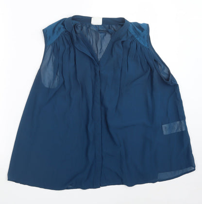 Womens UK Size L VILA Blue Basic Button-Up