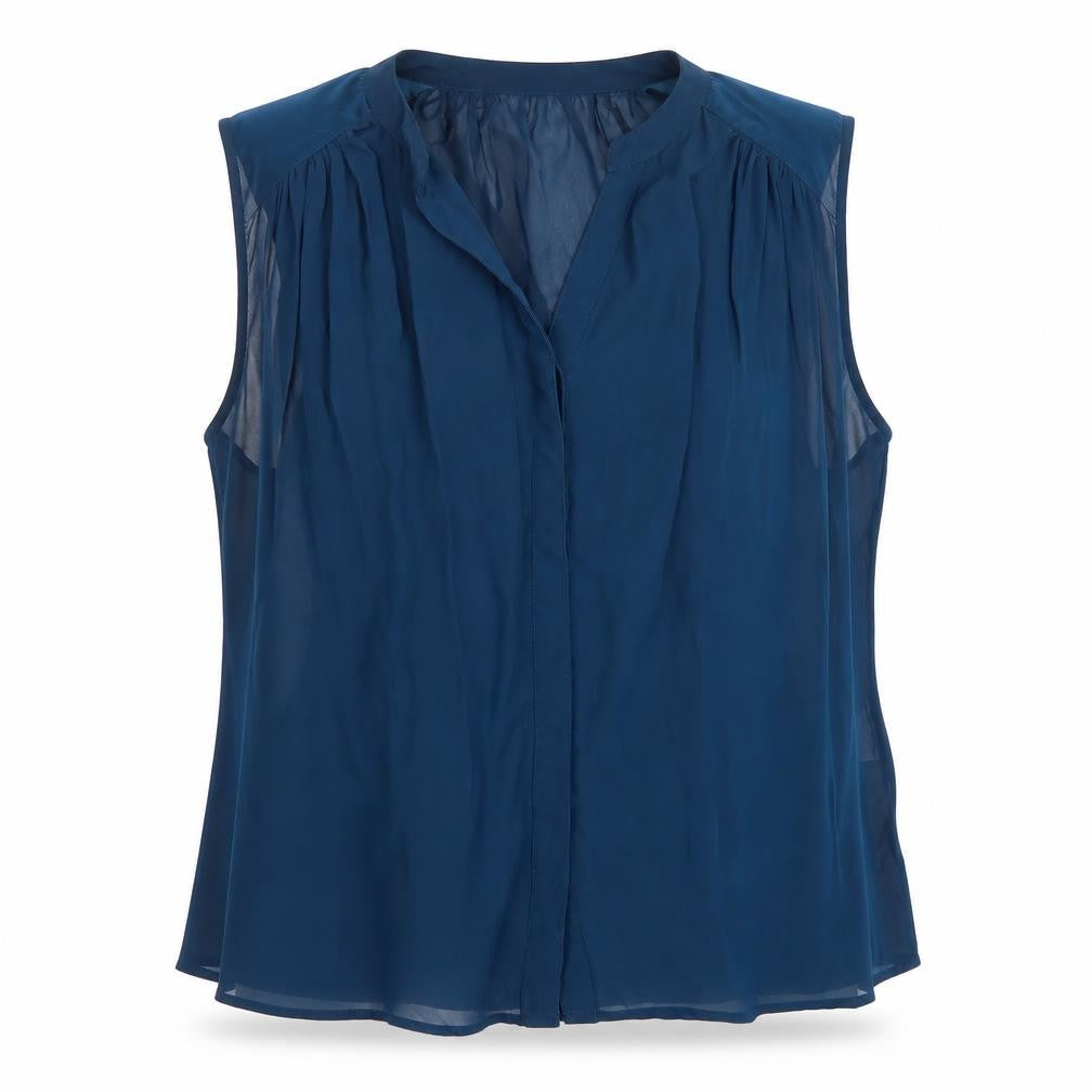 Womens UK Size L VILA Blue Basic Button-Up