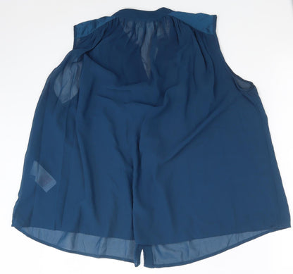 Womens UK Size L VILA Blue Basic Button-Up