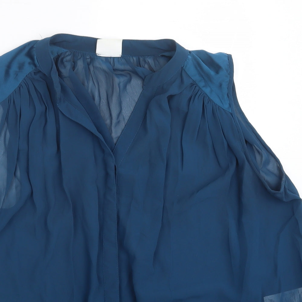 Womens UK Size L VILA Blue Basic Button-Up