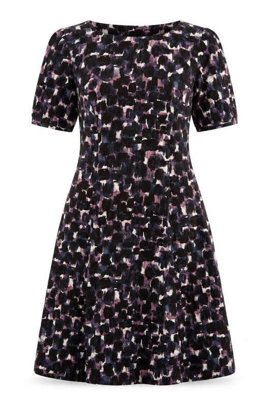 Vackrox Womens Brown Geometric Viscose Fit & Flare Size 6 Round Neck Zip