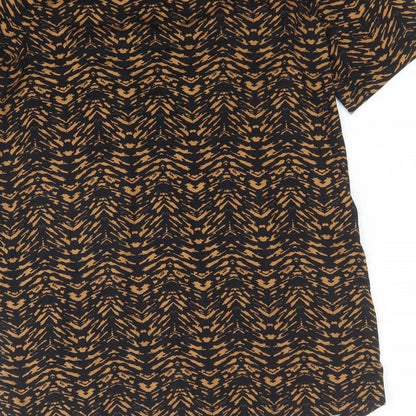 Very Womens Black Geometric Viscose Jersey T-Shirt Size 12 V-Neck
