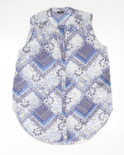 Womens UK Size 12 M&Co Blue Tunic Button-Up
