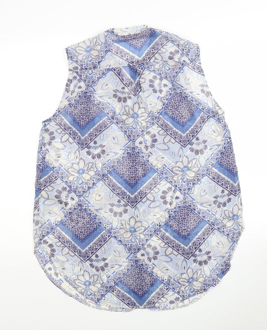 Womens UK Size 12 M&Co Blue Tunic Button-Up