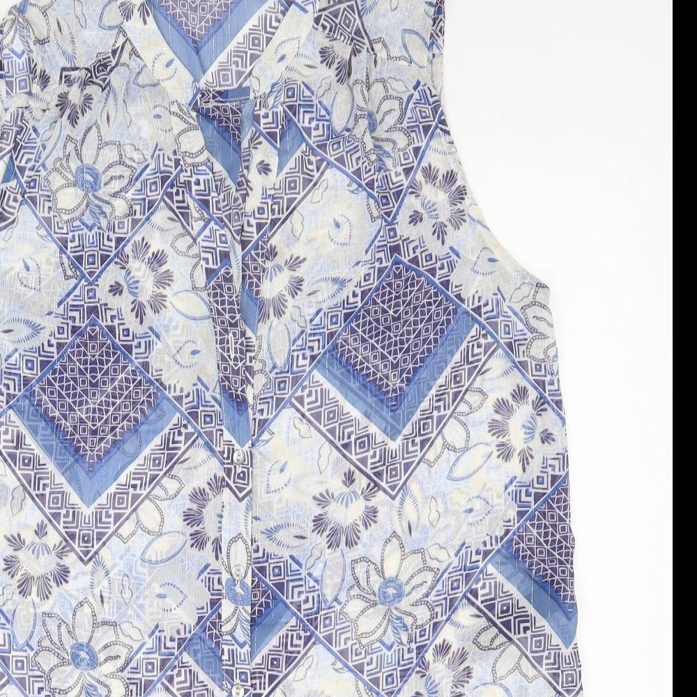 Womens UK Size 12 M&Co Blue Tunic Button-Up