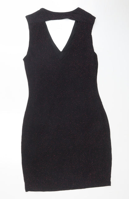 Red Herring Womens Black Polyester Bodycon Size 12 V-Neck Pullover