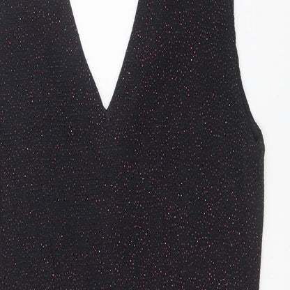 Red Herring Womens Black Polyester Bodycon Size 12 V-Neck Pullover