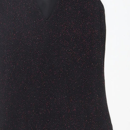 Red Herring Womens Black Polyester Bodycon Size 12 V-Neck Pullover