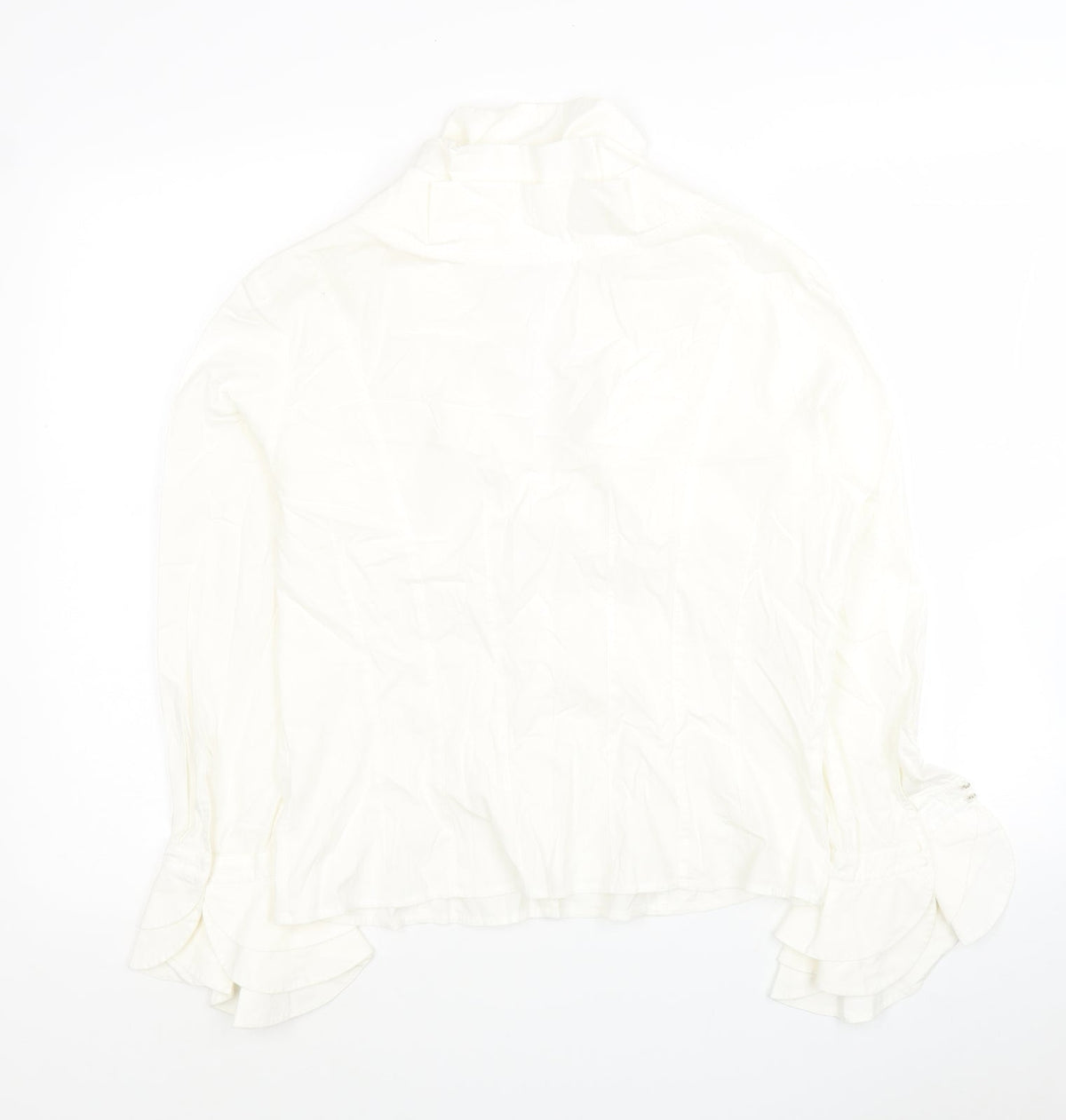 DIFFERENCE Womens White Cotton Jersey Blouse Size 4 Collared - Roses