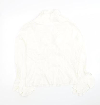 DIFFERENCE Womens White Cotton Jersey Blouse Size 4 Collared - Roses
