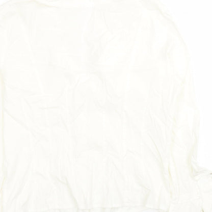 DIFFERENCE Womens White Cotton Jersey Blouse Size 4 Collared - Roses