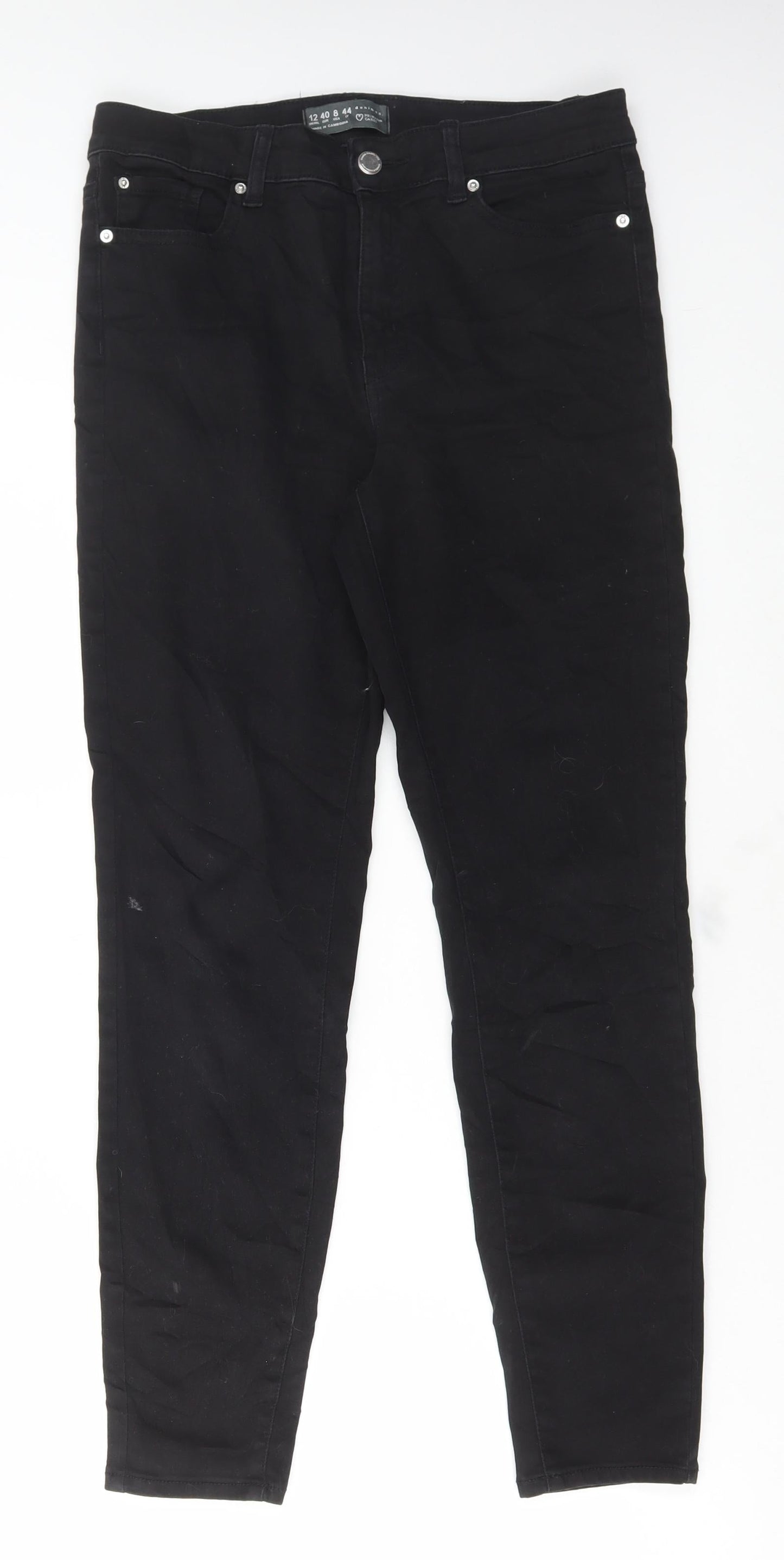 Denim & Co. Womens Black Cotton Skinny Jeans Size 12 L29 in Regular Button