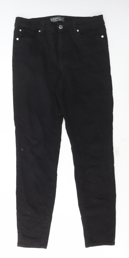 Denim & Co. Womens Black Cotton Skinny Jeans Size 12 L29 in Regular Button