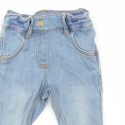 Marks and Spencer Baby Blue Cotton Jeans Size 0-3 Months Button