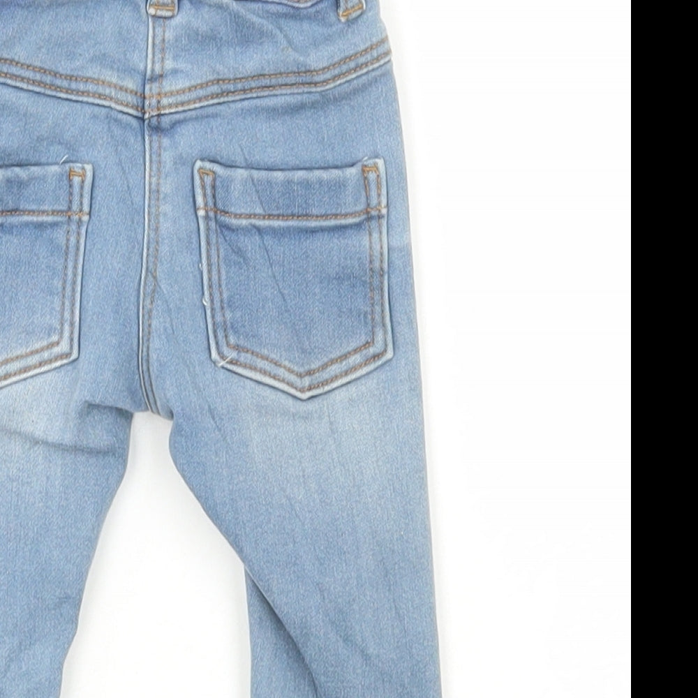 Marks and Spencer Baby Blue Cotton Jeans Size 0-3 Months Button