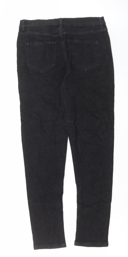 Marks and Spencer Womens Black Cotton Skinny Jeans Size 10 L28 in Regular Button