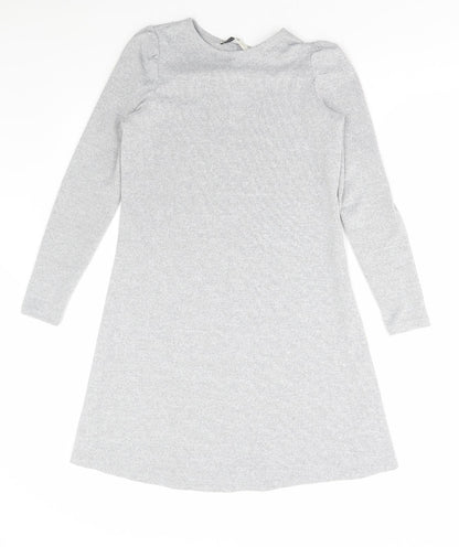 George Womens Grey Polyester Jumper Dress Size 8 Round Neck Pullover