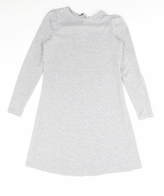 George Womens Grey Polyester Jumper Dress Size 8 Round Neck Pullover
