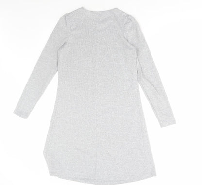 George Womens Grey Polyester Jumper Dress Size 8 Round Neck Pullover