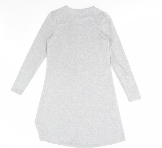 George Womens Grey Polyester Jumper Dress Size 8 Round Neck Pullover