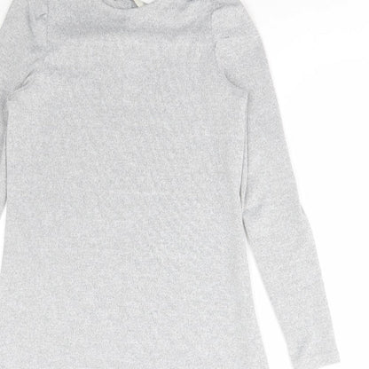 George Womens Grey Polyester Jumper Dress Size 8 Round Neck Pullover