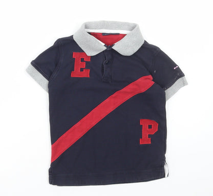 Eden Park Boys Blue Cotton Basic Polo Size 6 Years Collared Button