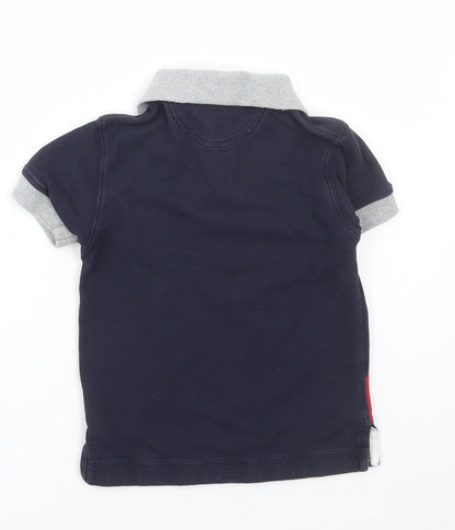 Eden Park Boys Blue Cotton Basic Polo Size 6 Years Collared Button