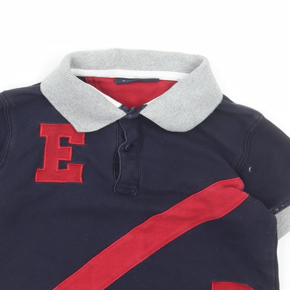 Eden Park Boys Blue Cotton Basic Polo Size 6 Years Collared Button