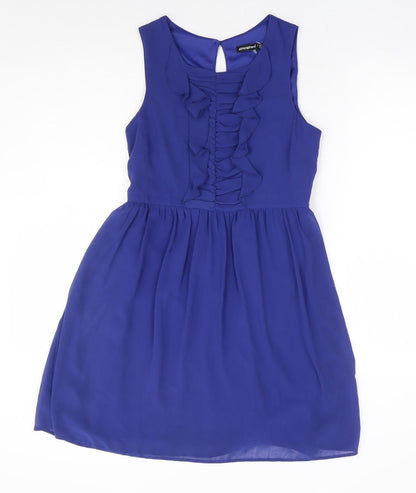 Primark Womens Blue Polyester Fit & Flare Size 10 Round Neck Tie