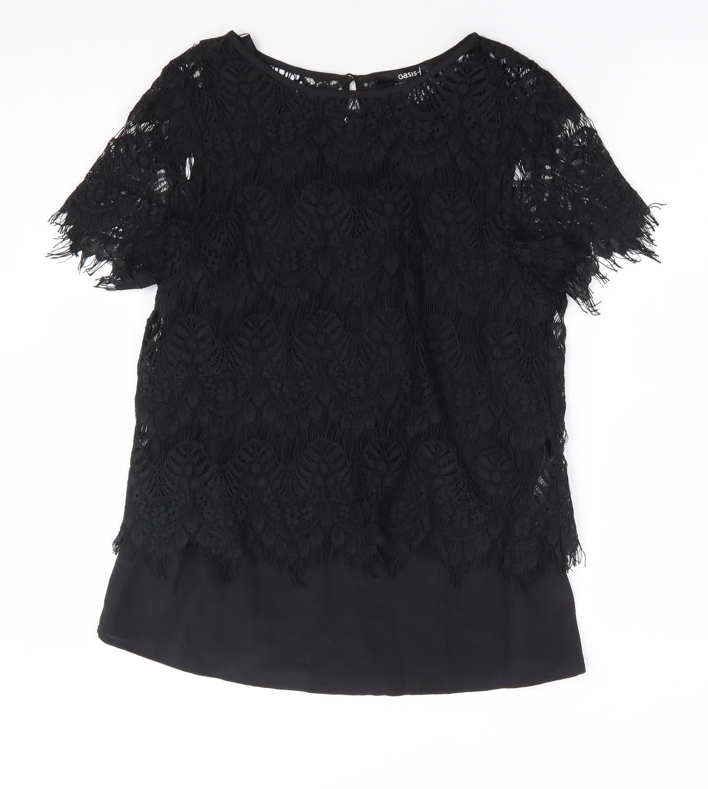 Womens UK Size 8 Oasis Black Basic Blouse