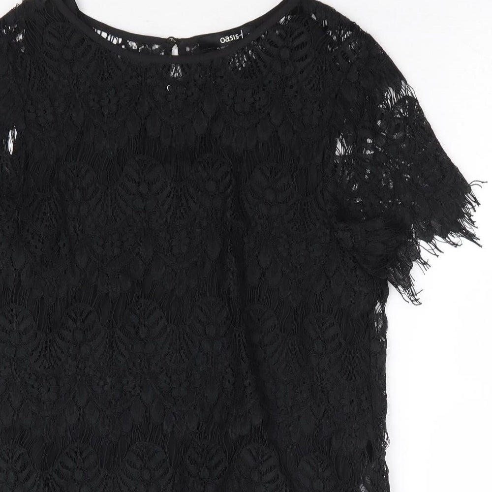 Womens UK Size 8 Oasis Black Basic Blouse