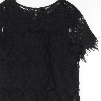 Womens UK Size 8 Oasis Black Basic Blouse