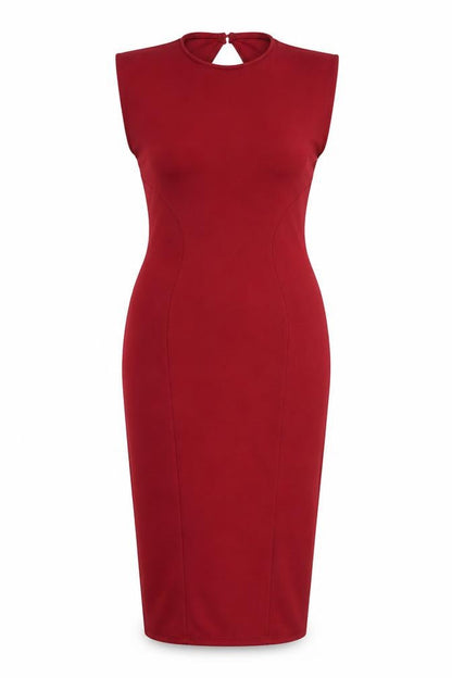 ASOS Womens Red Polyester Bodycon Size 14 Round Neck Tie