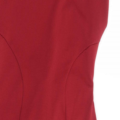 ASOS Womens Red Polyester Bodycon Size 14 Round Neck Tie