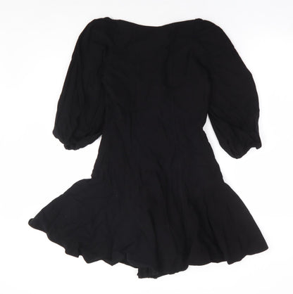 Zara Womens Black Viscose A-Line Size XS Sweetheart Zip
