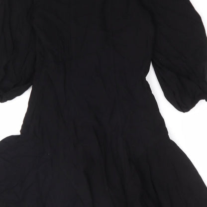 Zara Womens Black Viscose A-Line Size XS Sweetheart Zip