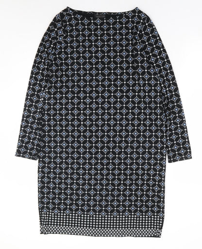 J. Jill Womens Black Geometric Rayon Shift Size XS Round Neck Pullover