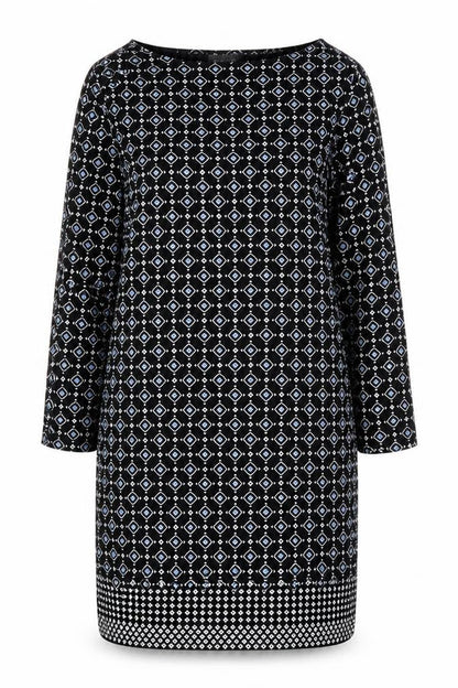 J. Jill Womens Black Geometric Rayon Shift Size XS Round Neck Pullover