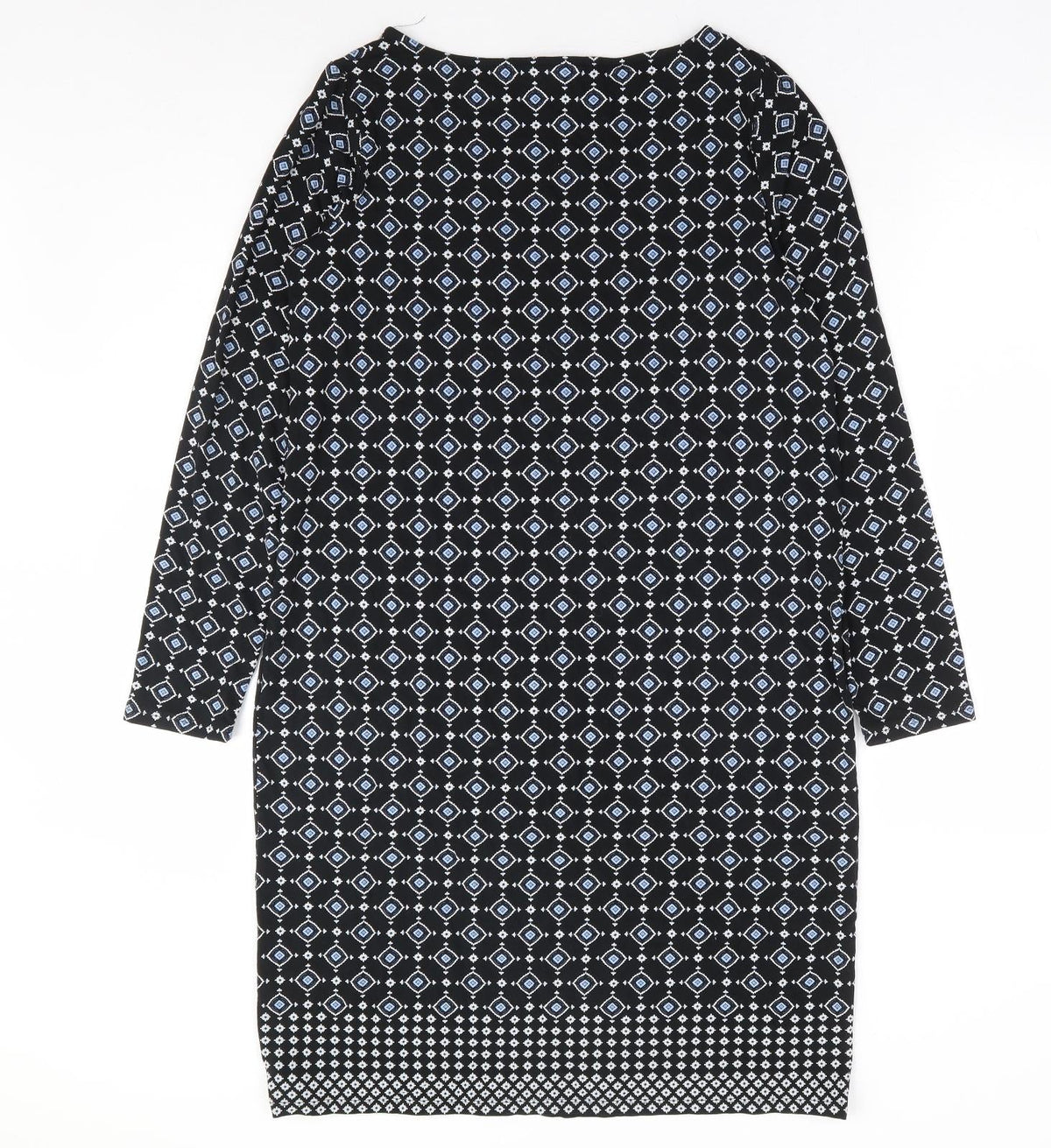 J. Jill Womens Black Geometric Rayon Shift Size XS Round Neck Pullover