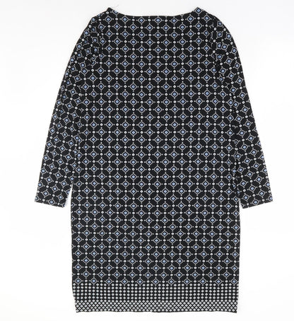 J. Jill Womens Black Geometric Rayon Shift Size XS Round Neck Pullover