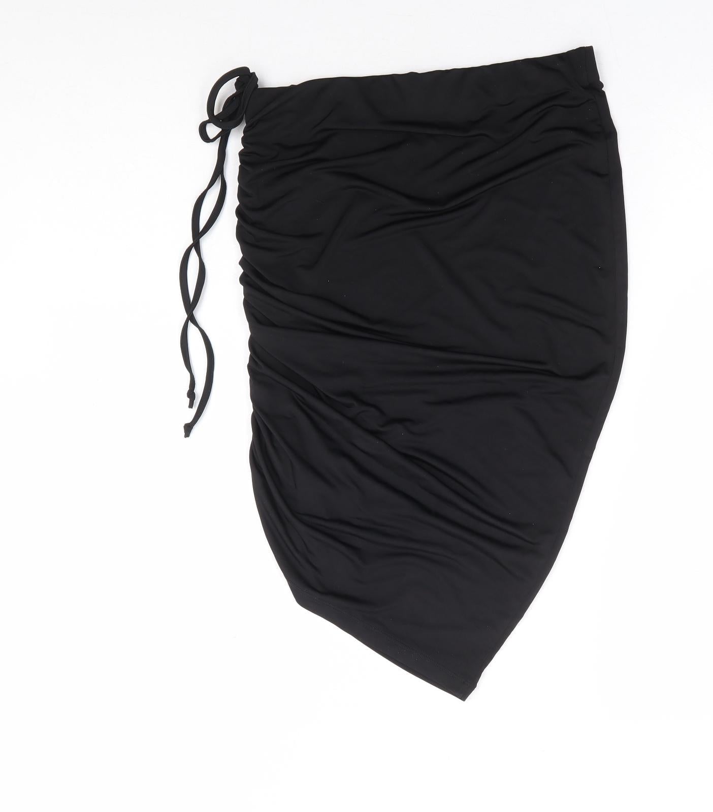 ASOS Womens Black Polyester Straight & Pencil Skirt Size 26 in Tie - Adjustable Side Tie Ruching