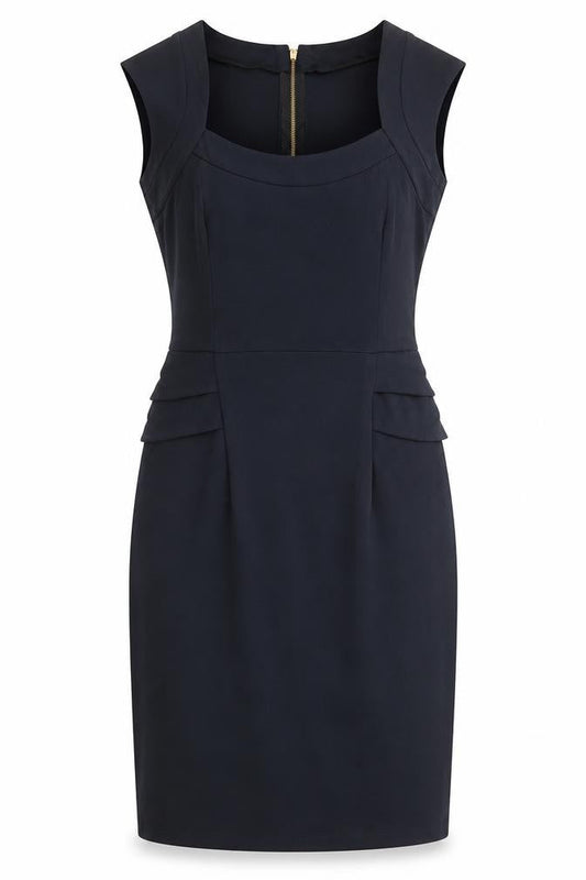Dorothy Pekins Womens Blue Polyester Pencil Dress Size 12 Scoop Neck Zip