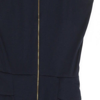Dorothy Pekins Womens Blue Polyester Pencil Dress Size 12 Scoop Neck Zip