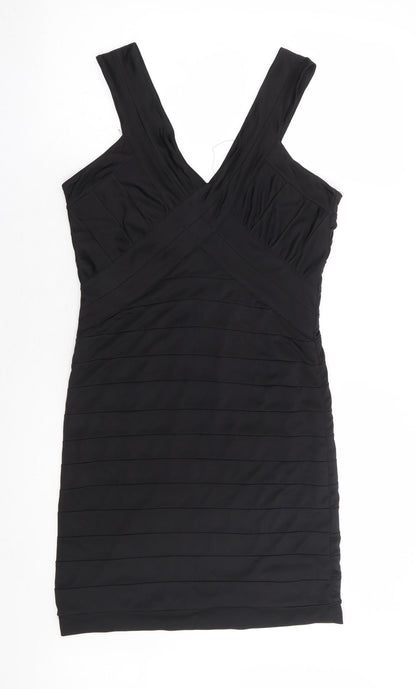 VERO MODA Womens Black Polyester Bodycon Size L V-Neck Pullover
