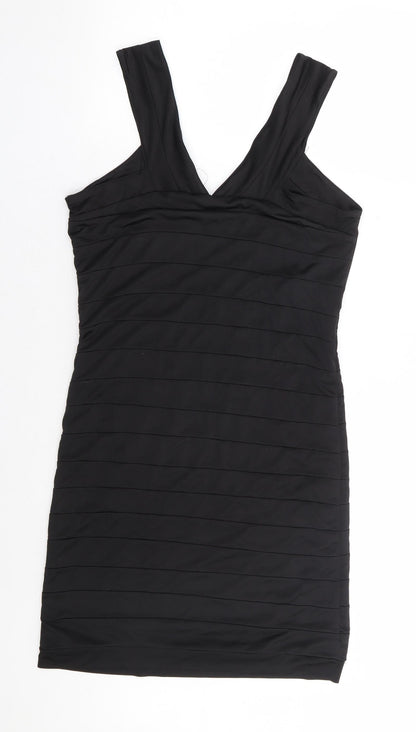 VERO MODA Womens Black Polyester Bodycon Size L V-Neck Pullover