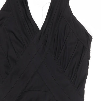 VERO MODA Womens Black Polyester Bodycon Size L V-Neck Pullover