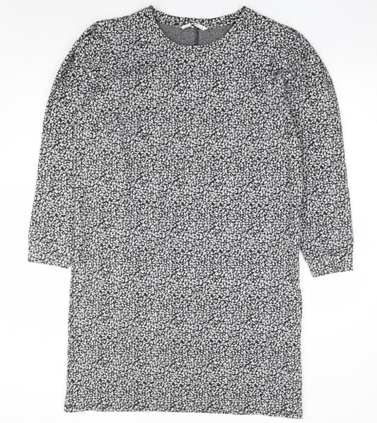 TU Womens Grey Geometric Polyester Shift Size 16 Round Neck Pullover